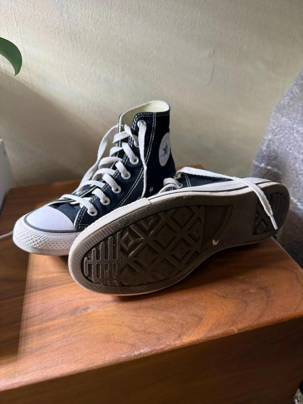 Converse Black High-Top Canvas Sneakers with White Laces - Picture 2 of 2